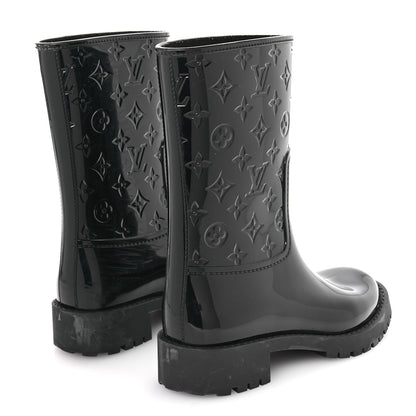 Louis Vuitton Rubber Embossed Monogram Drops Flat Half Boots 37 Black 5 of 8