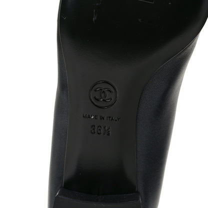 Chanel Lambskin Cap Toe CC Pumps 36.5 Navy Black 6 of 8