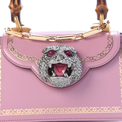 Gucci Calfskin Bamboo Crystal Mini Thiara Top Handle Bag Carmine Rose Gold 17 of 17