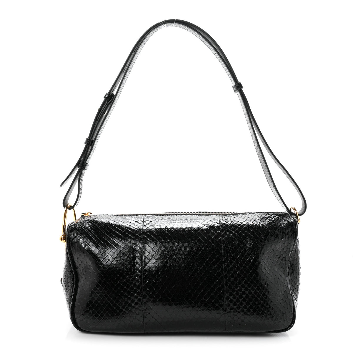 Gucci Snakeskin Half Horsebit Medium Shoulder Bag Black 1 of 11