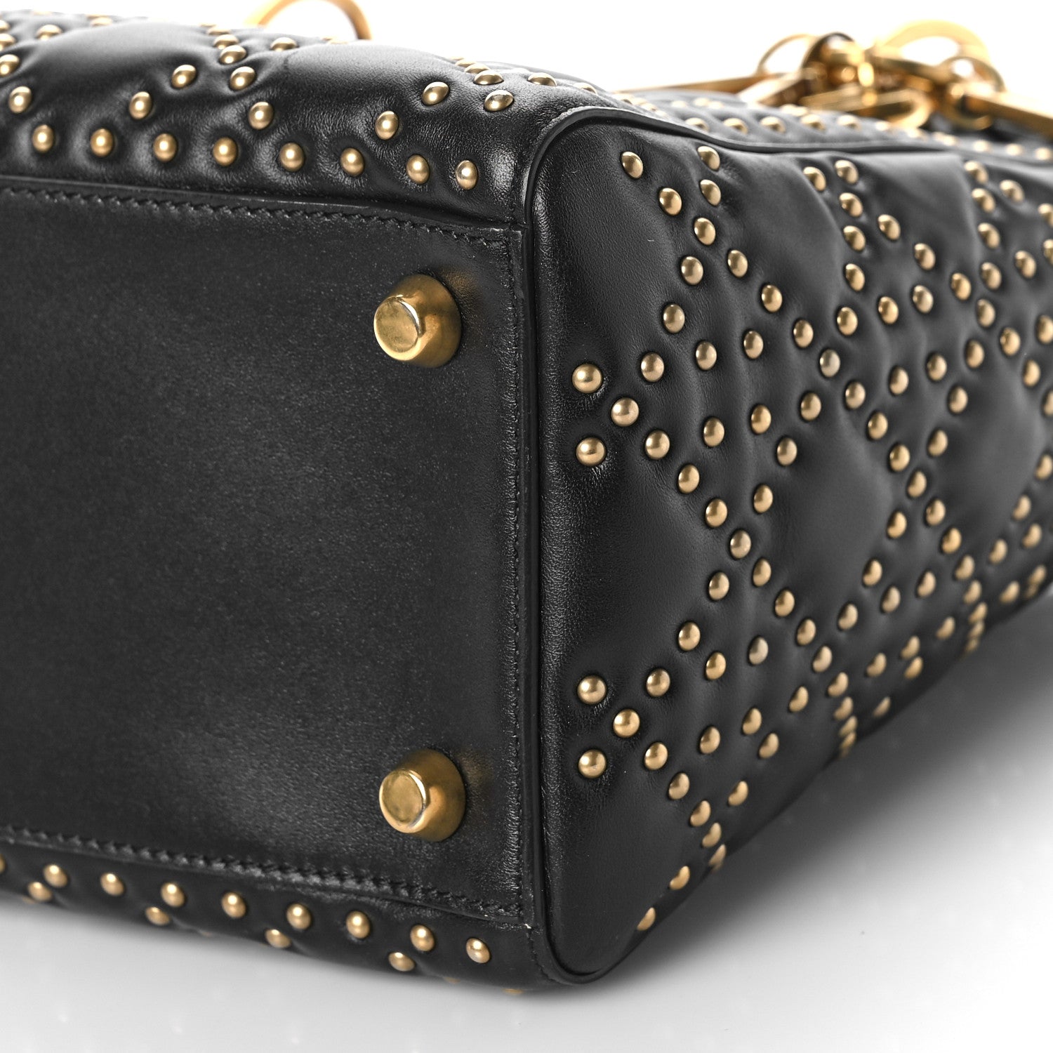 Christian Dior Calfskin Cannage Studded Medium Supple Lady Dior Black 8 of 12