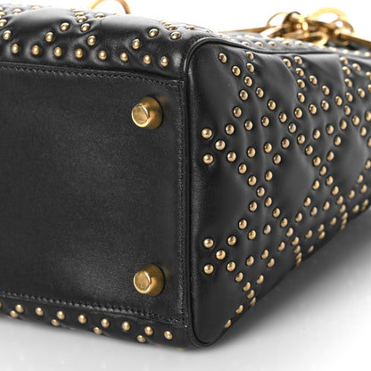 Christian Dior Calfskin Cannage Studded Medium Supple Lady Dior Black 8 of 12