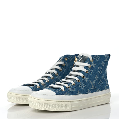 Louis Vuitton Denim Monogram Stellar Sneaker Boots 38 Bleu Jeans Blue 4 of 7