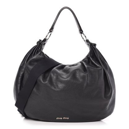 Miu Miu Vitello Daino Hobo Black 1 of 13