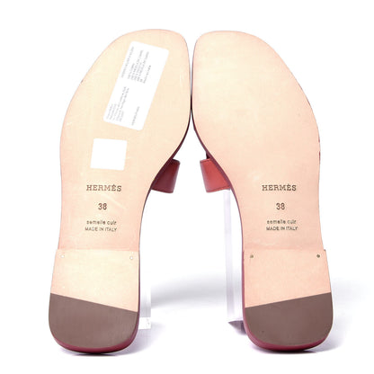 Hermes Goatskin Oran Sandals 38 Rouge Blush 5 of 6