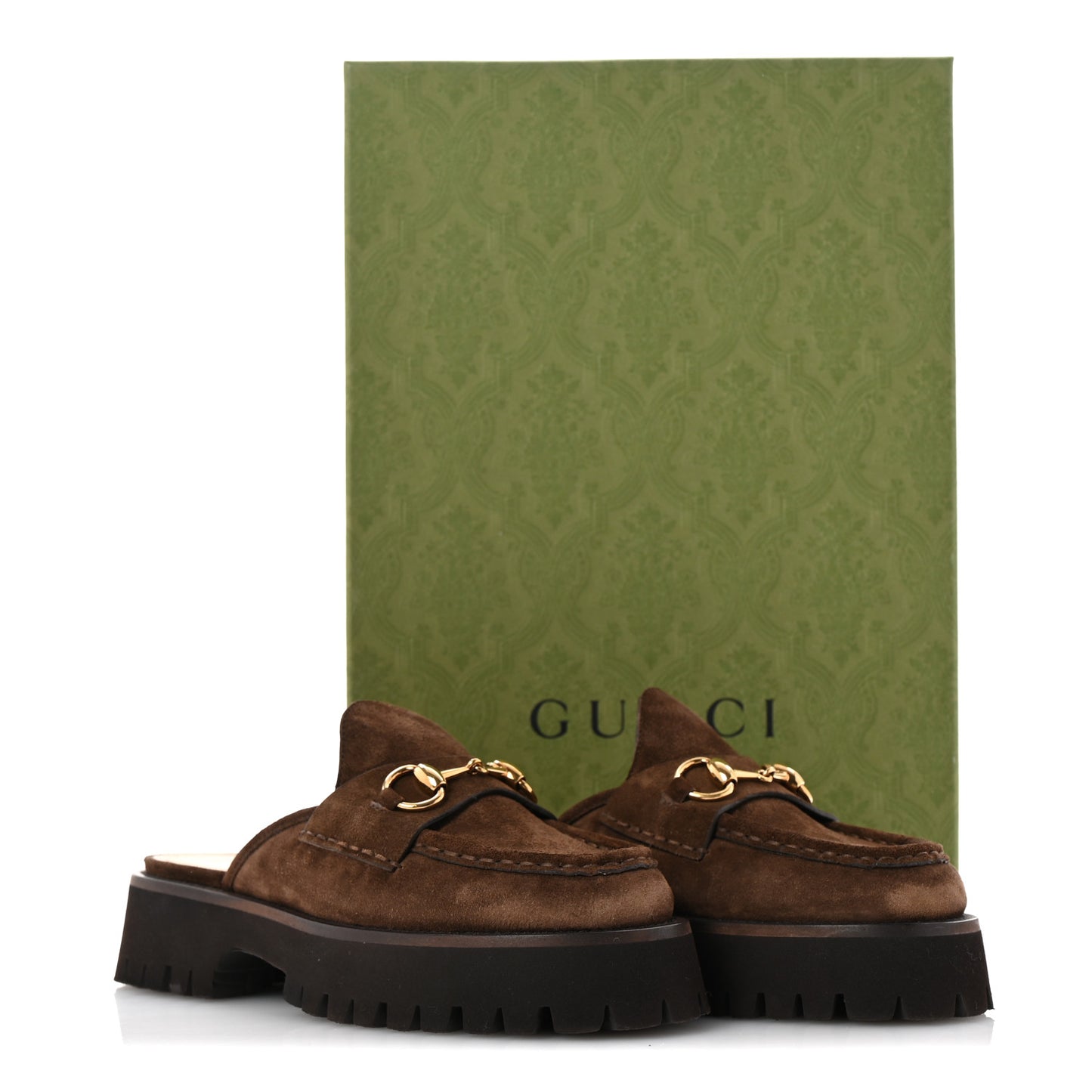 Suede Horsebit Platform Mules 36 Washed Brown