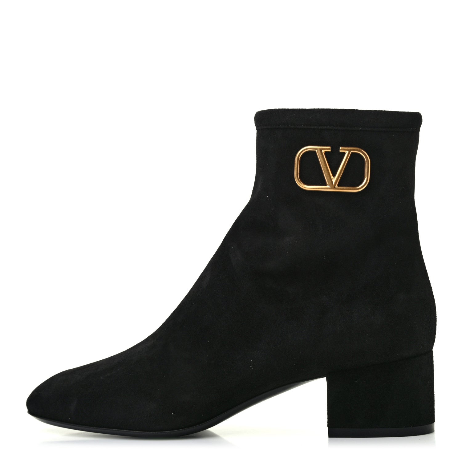 Valentino Garavani Suede VLogo Side Zip 45mm Ankle Boots 38 Black 1 of 8