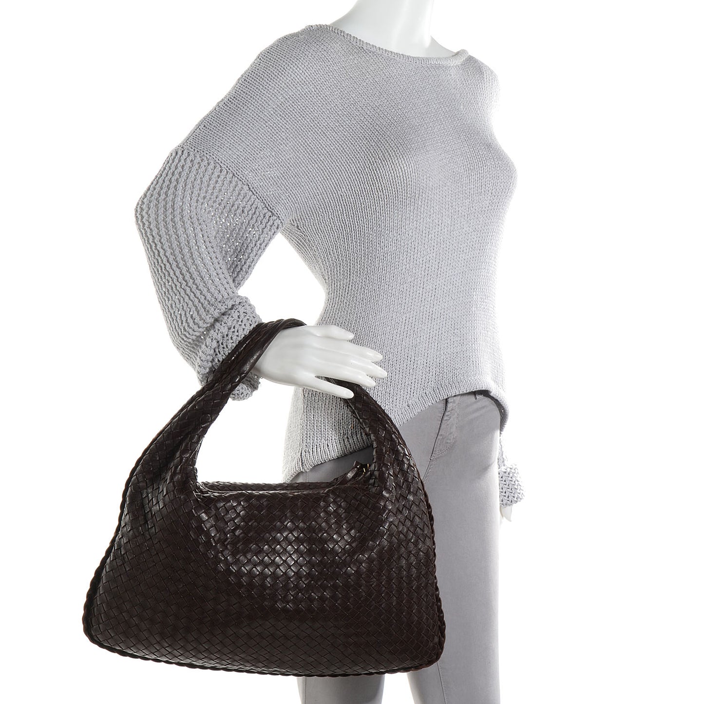 Nappa Intrecciato Large Veneta Hobo Ebano