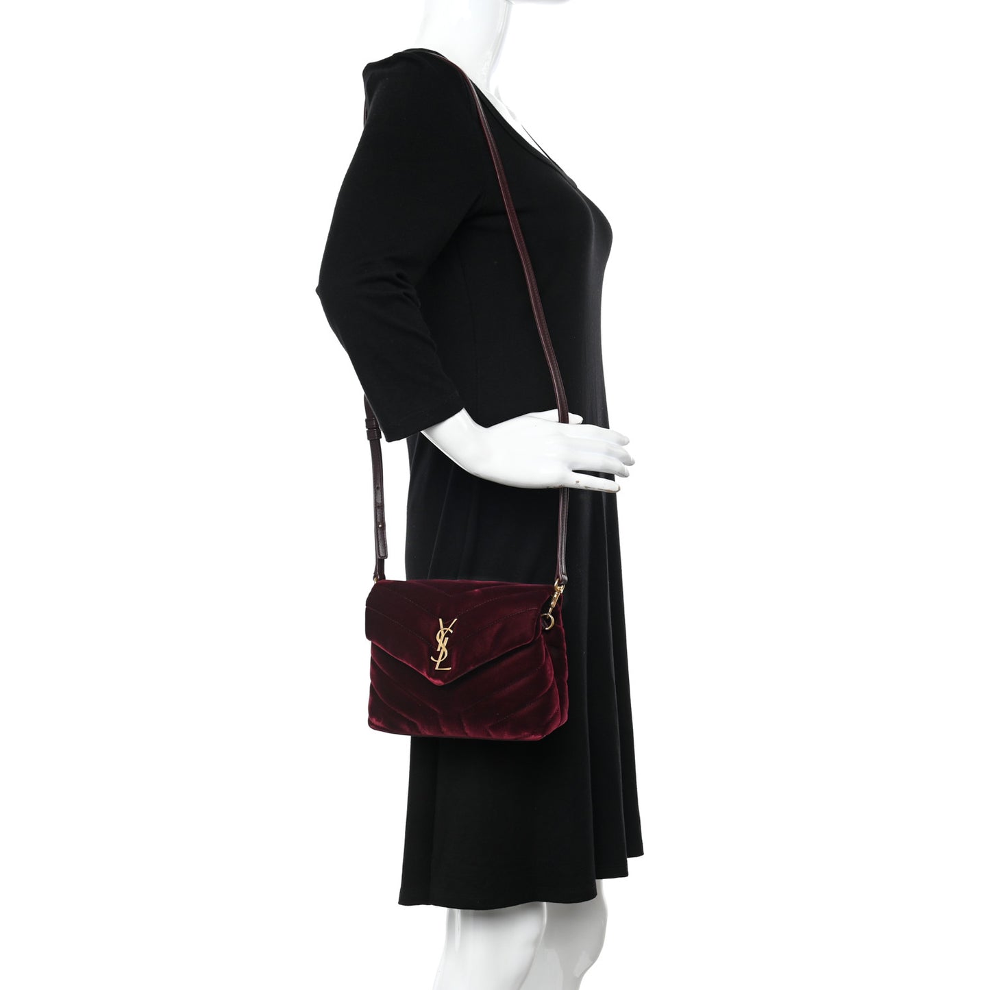 Velvet Y Quilted Monogram Toy Loulou Crossbody Bag French Burgundy