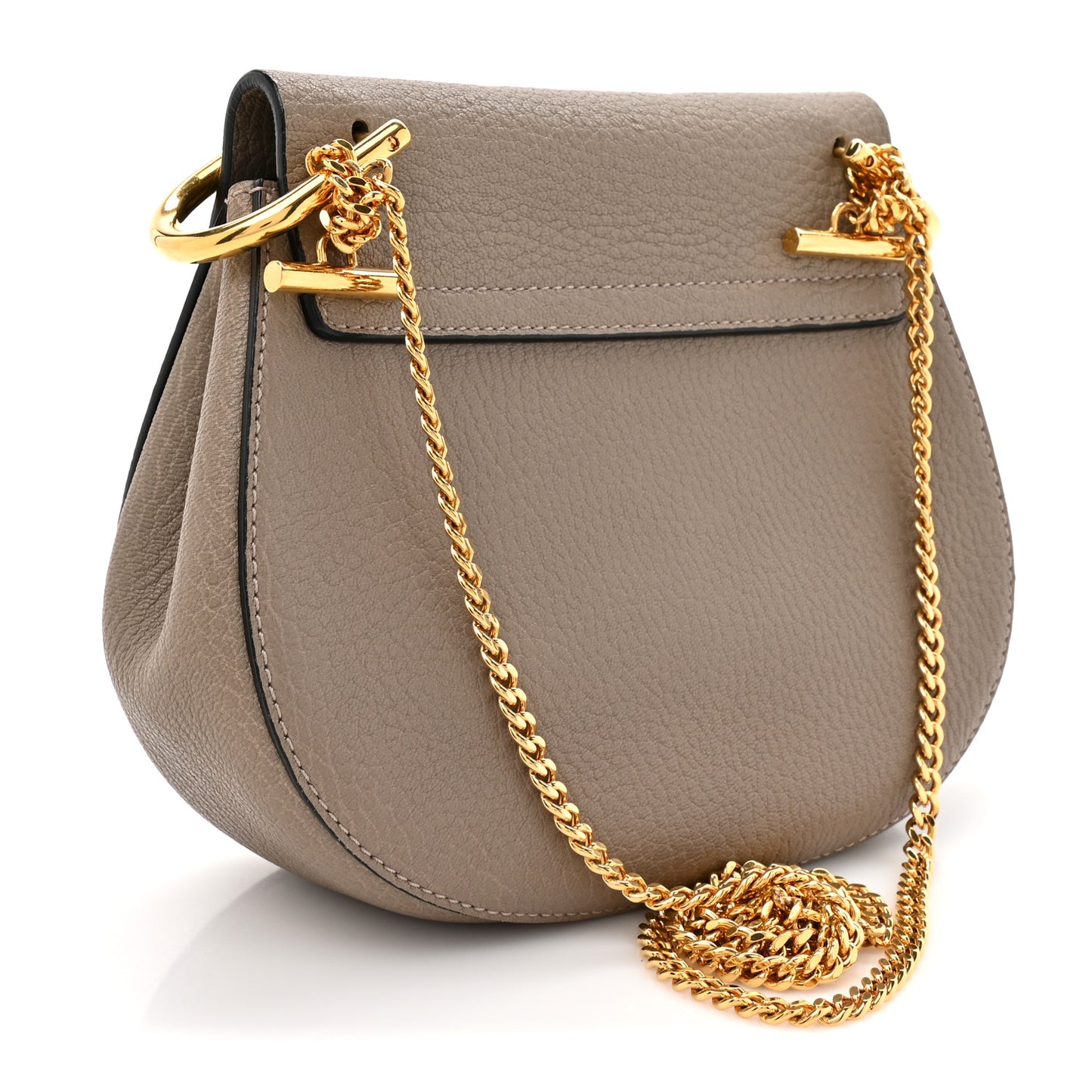 Grained Lambskin Mini Drew Shoulder Bag  Motty Grey
