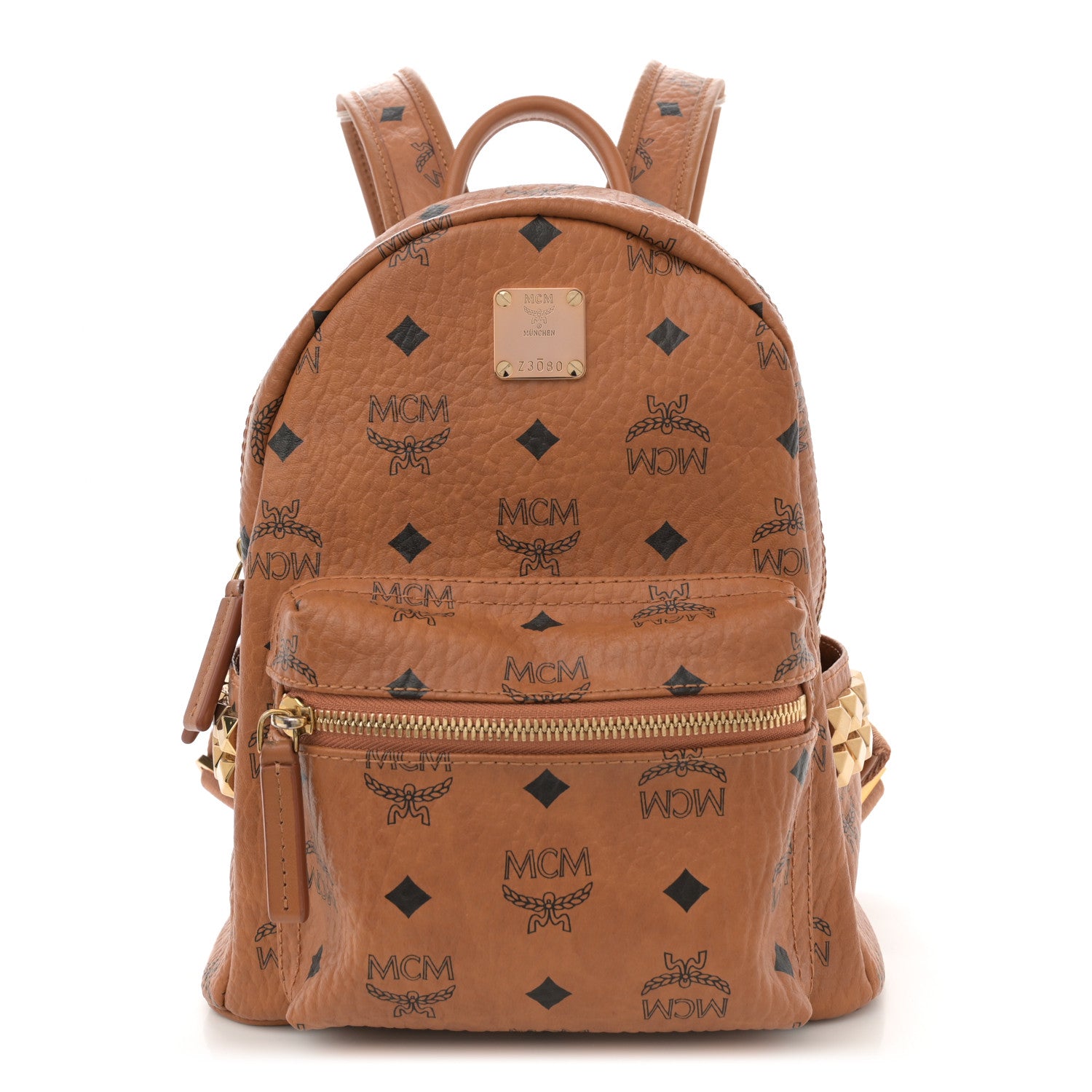 MCM Visetos Side Stud Mini Stark Backpack Cognac 1 of 9