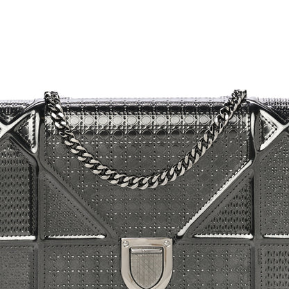 Christian Dior Metallic Patent Micro-Cannage Diorama Wallet on Chain Pouch Onyx Black 8 of 13