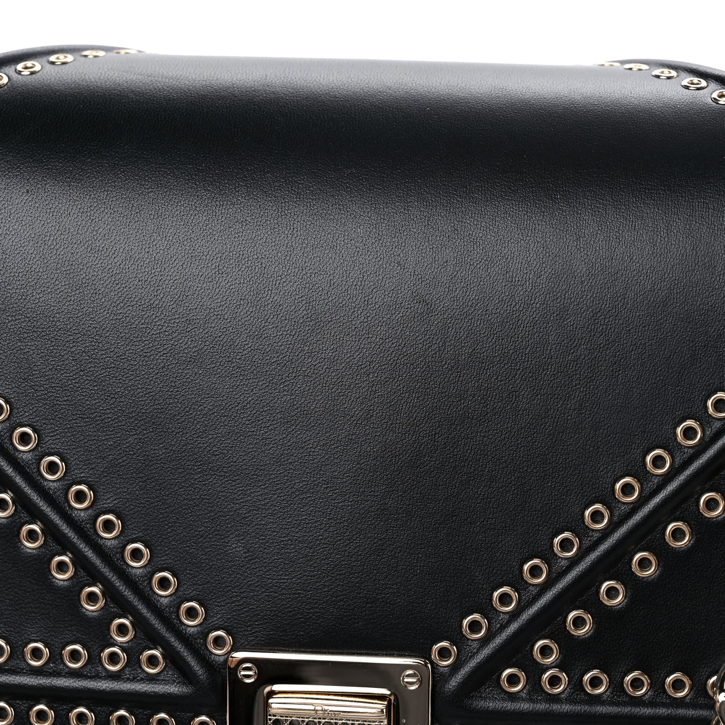 Lambskin Studded Medium Diorama Flap Bag Black