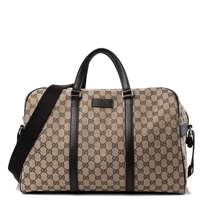 Gucci Monogram Dollar Calfskin Boston Duffle Bag Beige Ebony Testa di Moro Marrone Scuro 1 of 12