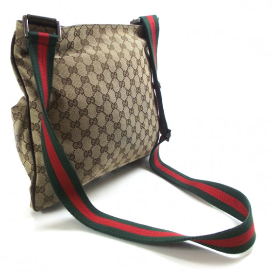Monogram Web Medium Double Pocket Messenger Bag Dark Brown