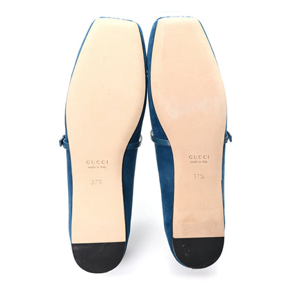 Gucci Kid Scamosciato Horsebit Ballet Flats 37.5 Deep Acqua 6 of 10