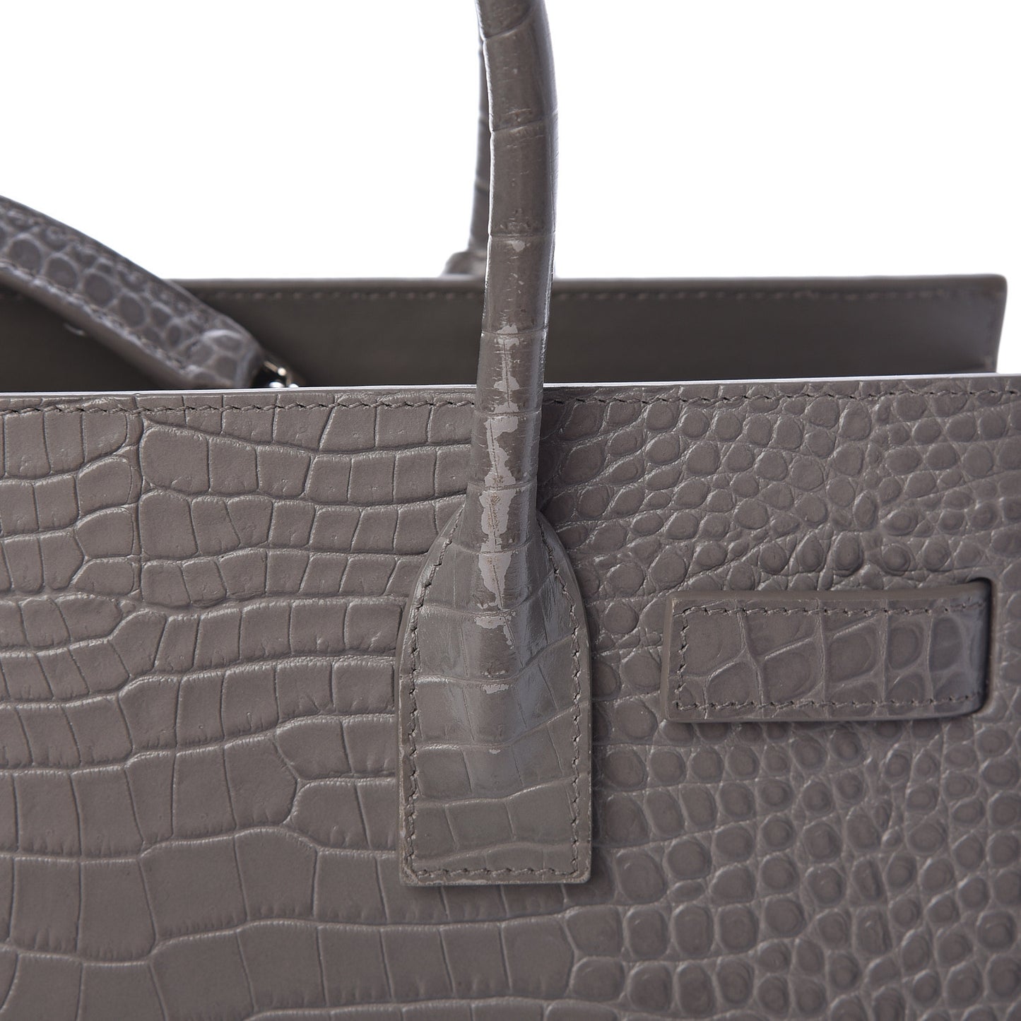 Calfskin Crocodile Embossed Baby Sac De Jour Fog