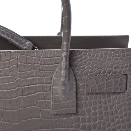 Saint Laurent Calfskin Crocodile Embossed Baby Sac De Jour Fog 14 of 17