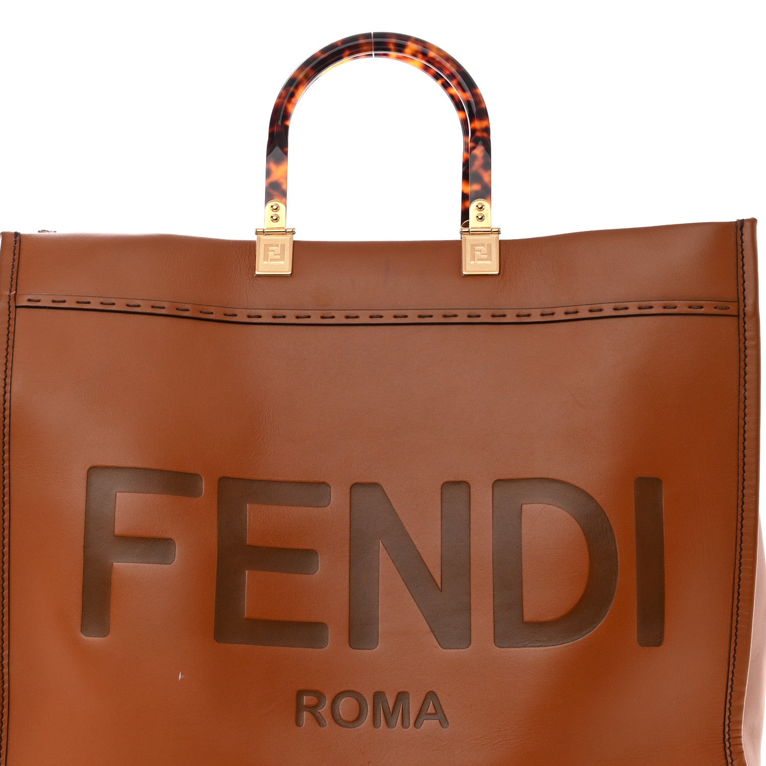 Fendi Vitello King Plexiglass Large Fendi Sunshine Shopper Tote Cuoio 5 of 18