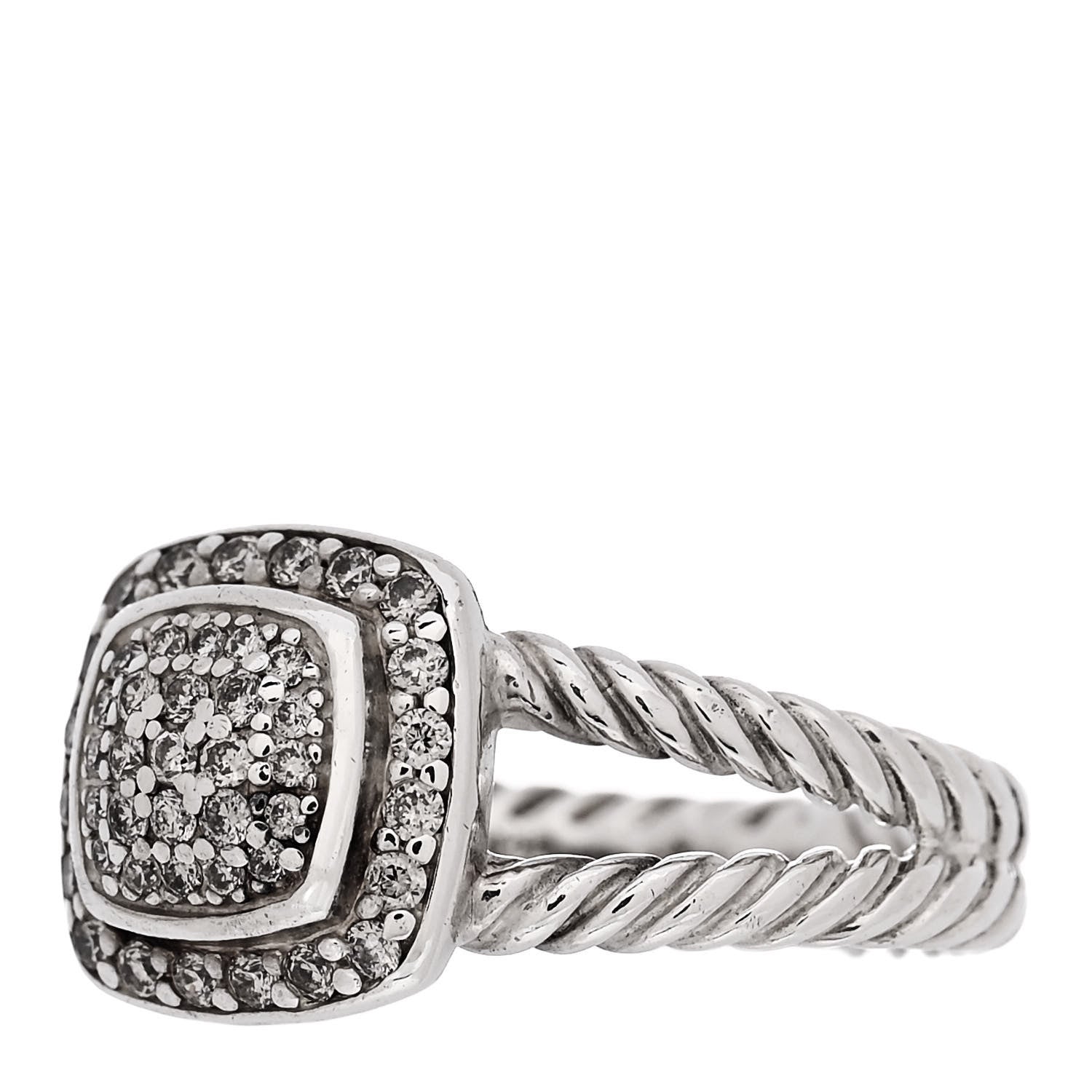 David Yurman Sterling Silver Diamond 7mm Petite Albion Pave Ring 52 6 3 of 5