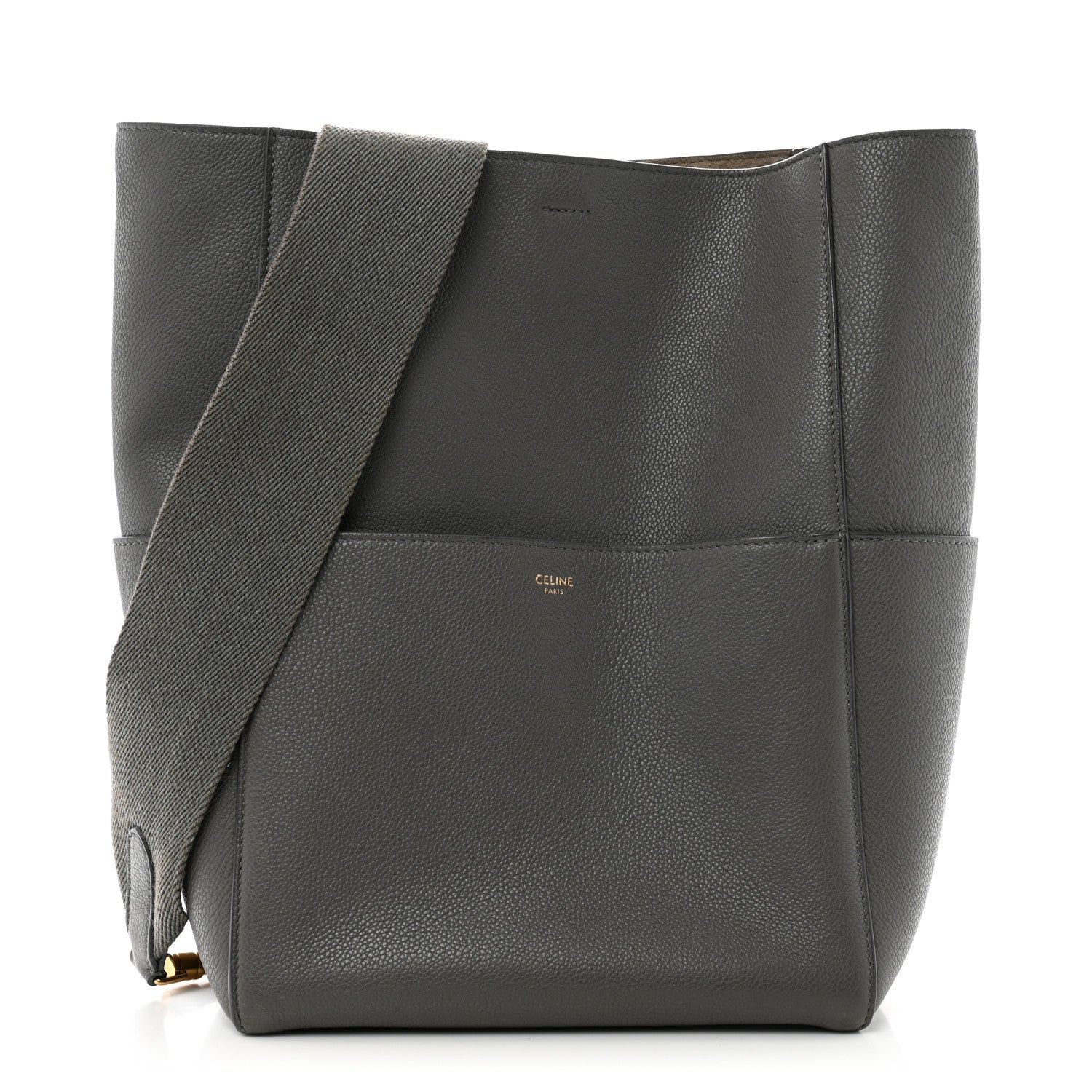 Celine Soft Grained Calfskin Sangle Bucket Bag Kohl 1 of 13
