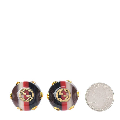 Gucci Resin Strass Vintage Web Stud Earrings Blue Red 2 of 4