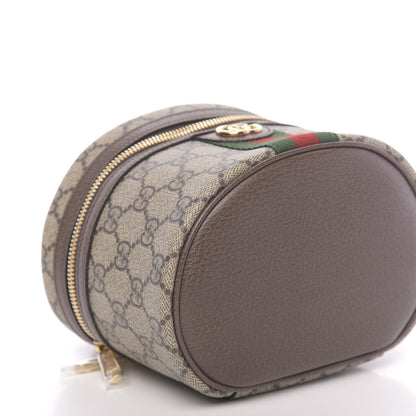 Gucci GG Supreme Monogram Textured Calfskin Web Ophidia Vanity Cosmetic Case Beige Ebony New Acero 8 of 11