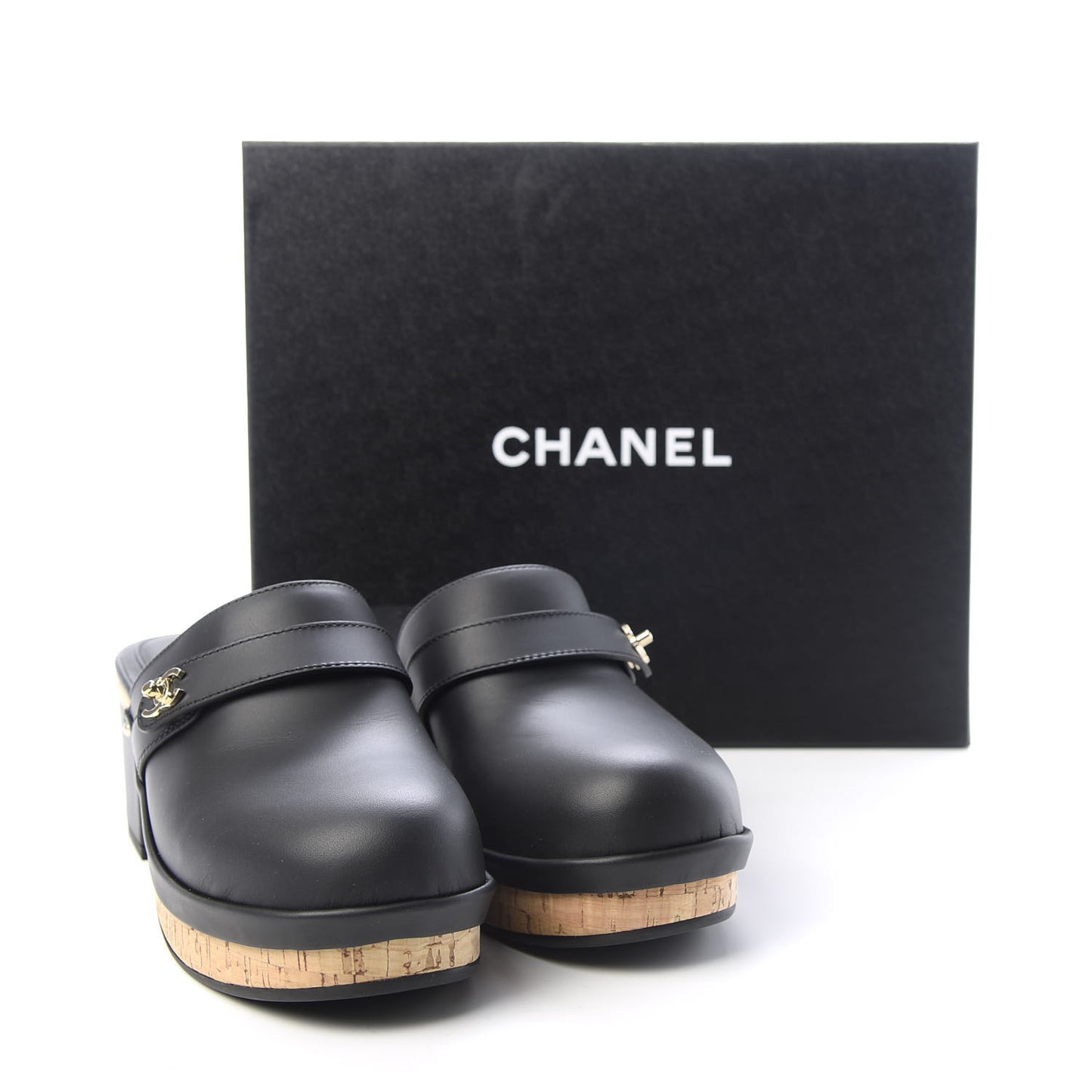 Calfskin CC Turn Lock Clogs 40 Black