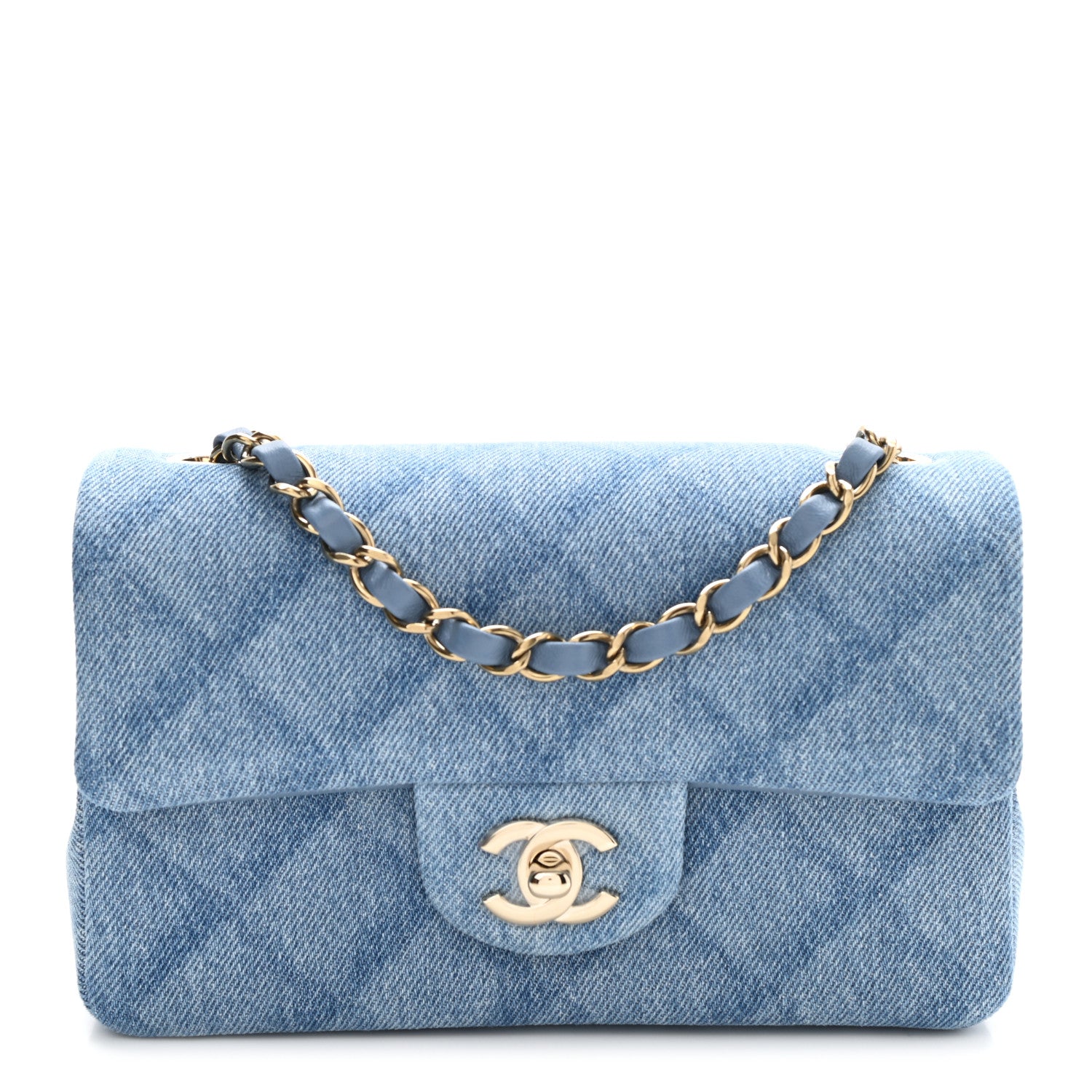 Chanel Denim Quilt Print Mini Rectangular Flap Light Blue 1 of 11
