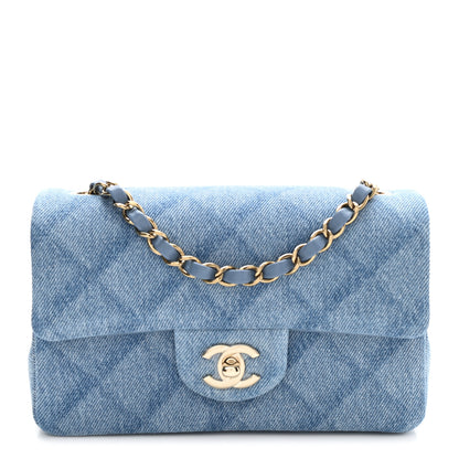Chanel Denim Quilt Print Mini Rectangular Flap Light Blue 1 of 11