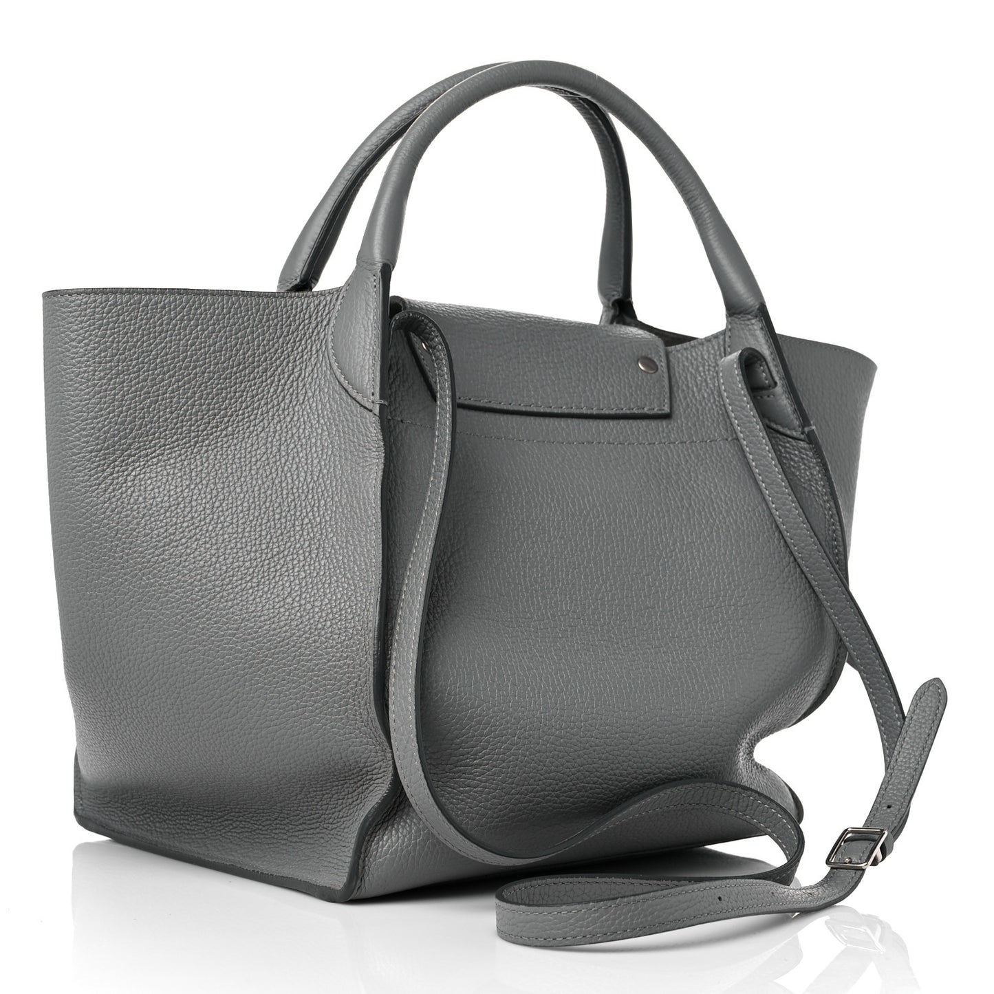 Supple Calfskin Long Strap Small Big Bag Zinc