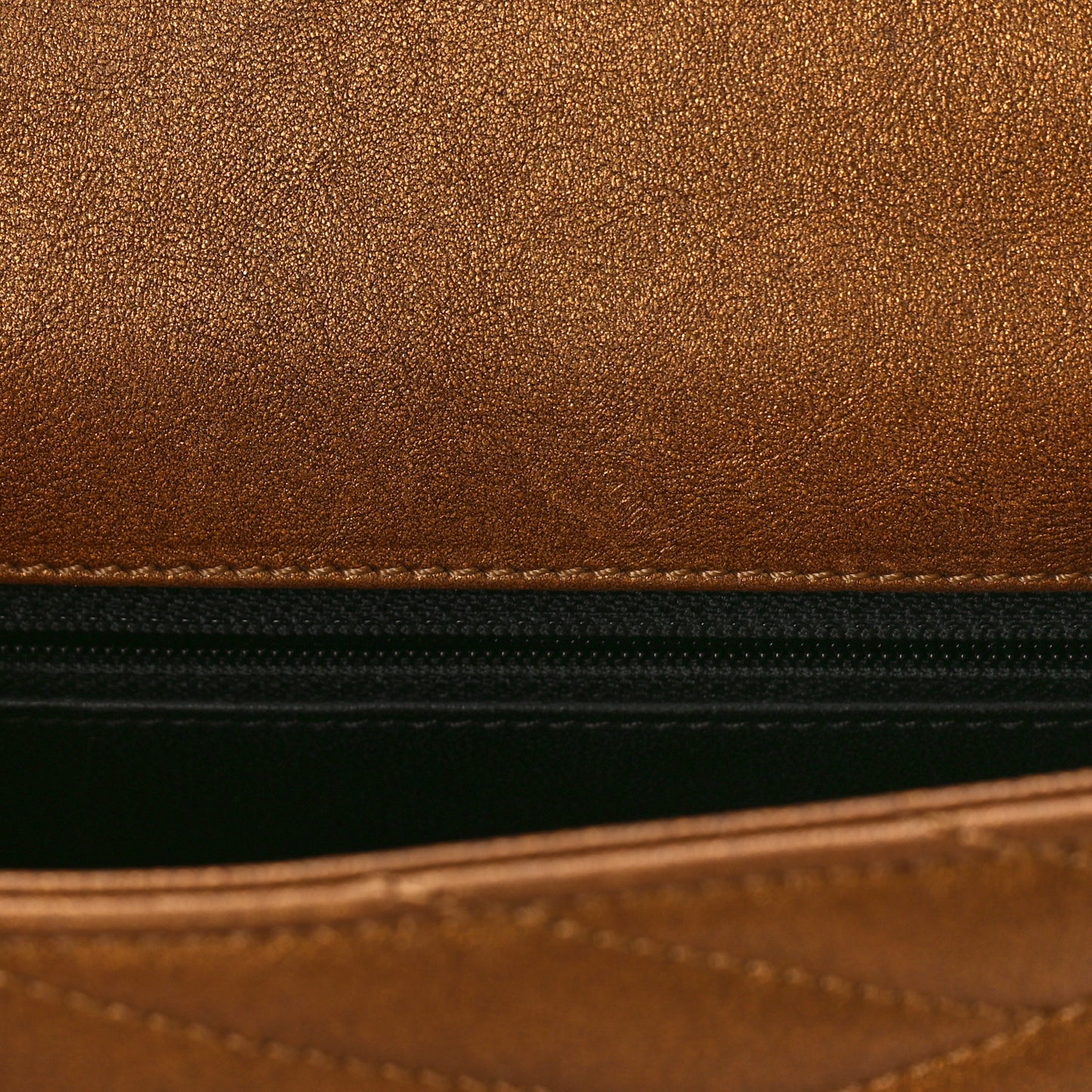 Metallic Calfskin Chevron Quilted Small Gabrielle Flap Gold