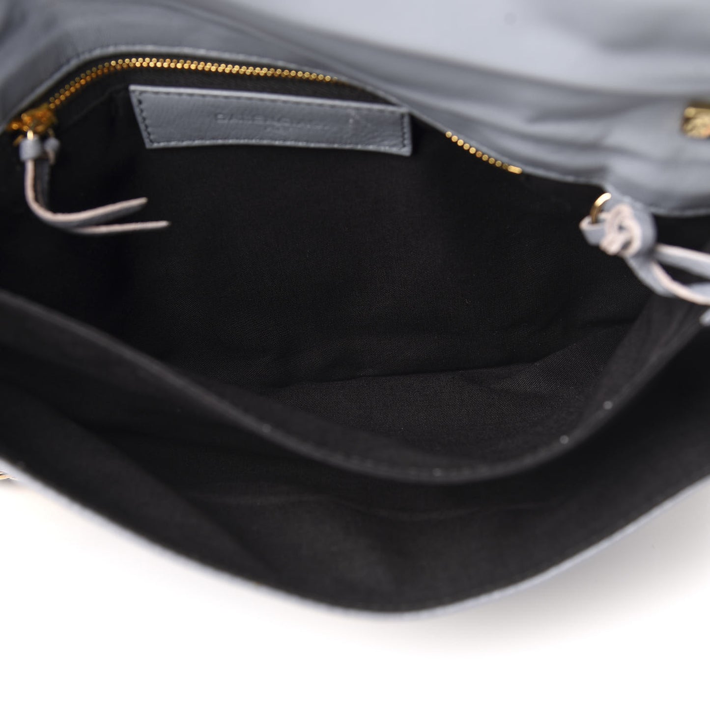 Chevre Gold Metallic Edge Hardware Envelope Clutch Bleu Acier