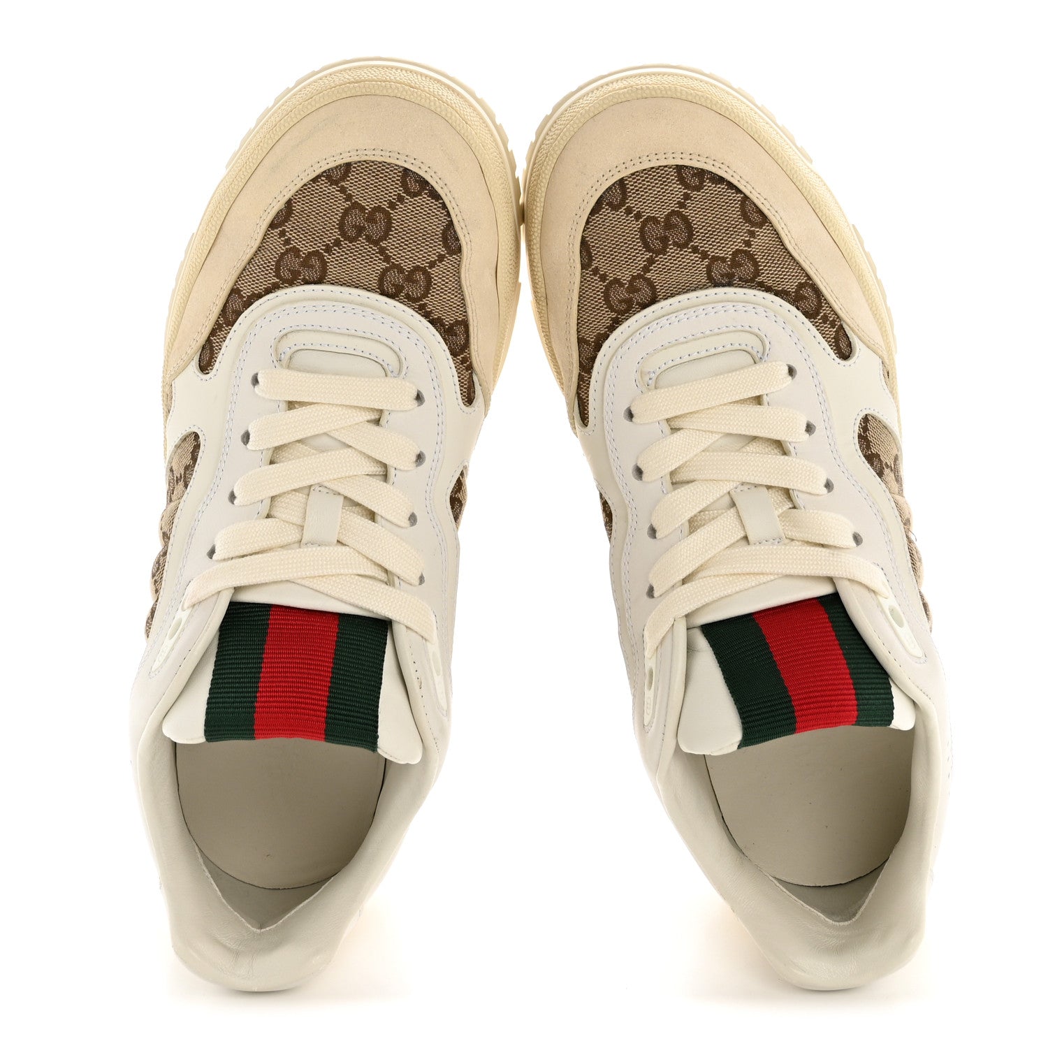 Gucci Calfskin GG Monogram Re-Web Womens Sneakers 39 White Beige Ebony 2 of 11