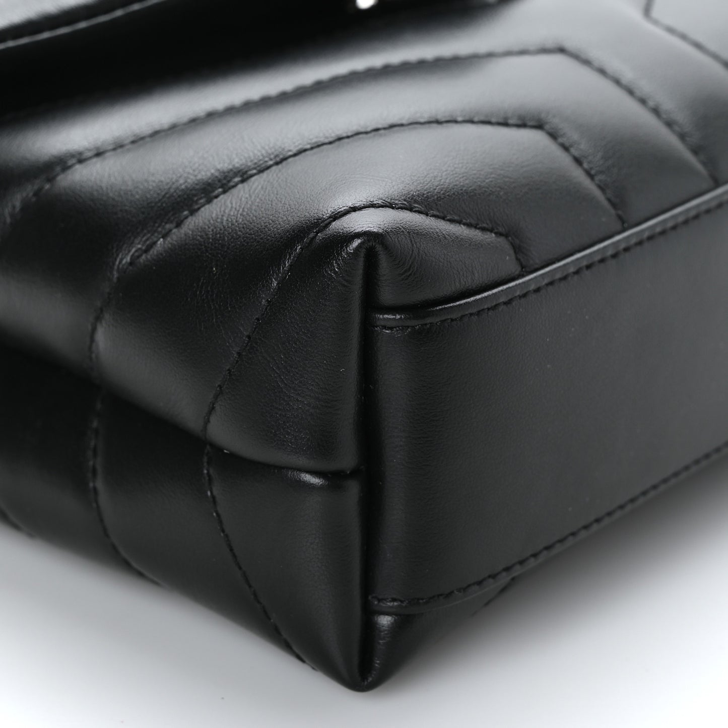 Calfskin Y Quilted Monogram Monochrome Toy Loulou Crossbody Bag Black