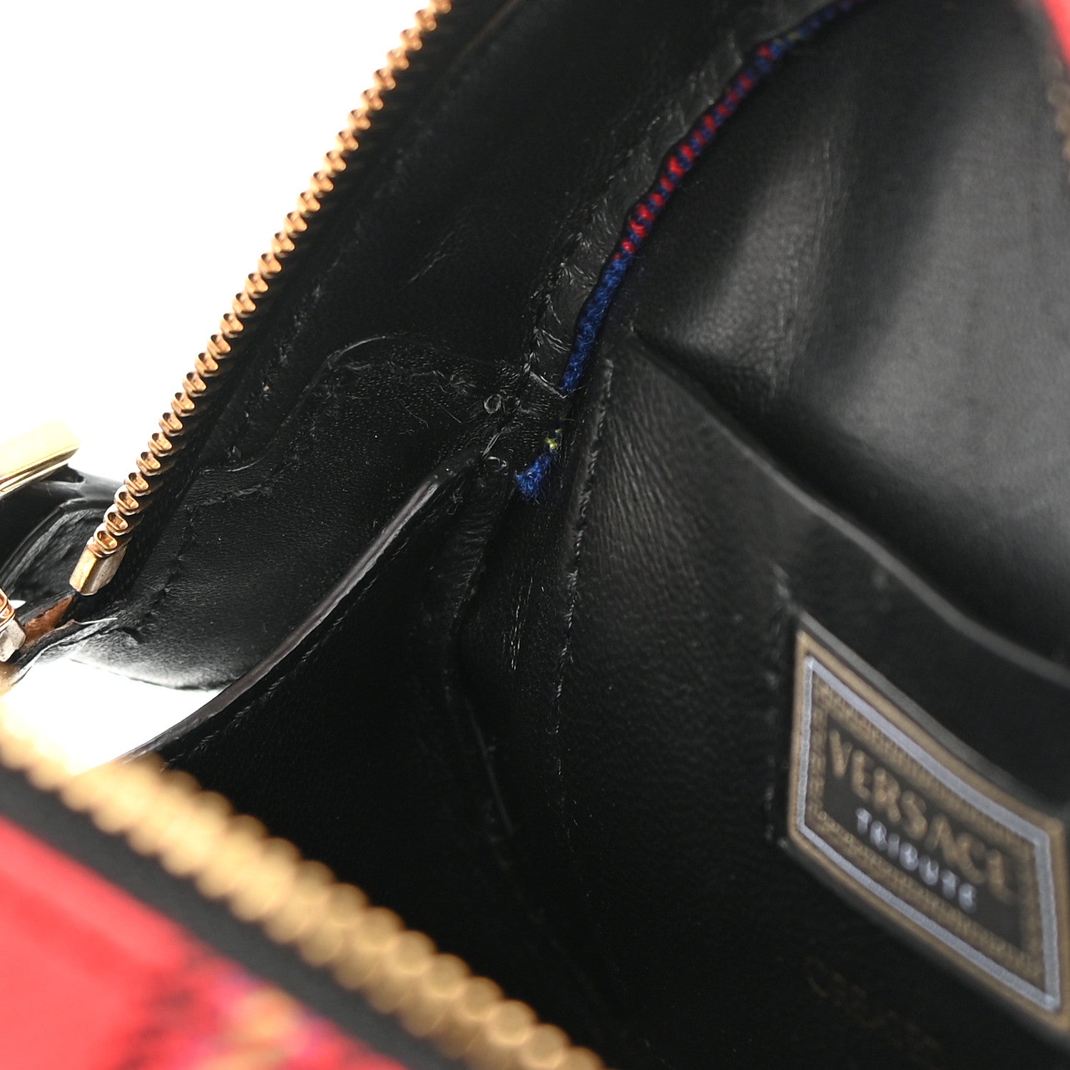 Versace Tartan Small Medallion Tribute Bowling Bag Red 14 of 14