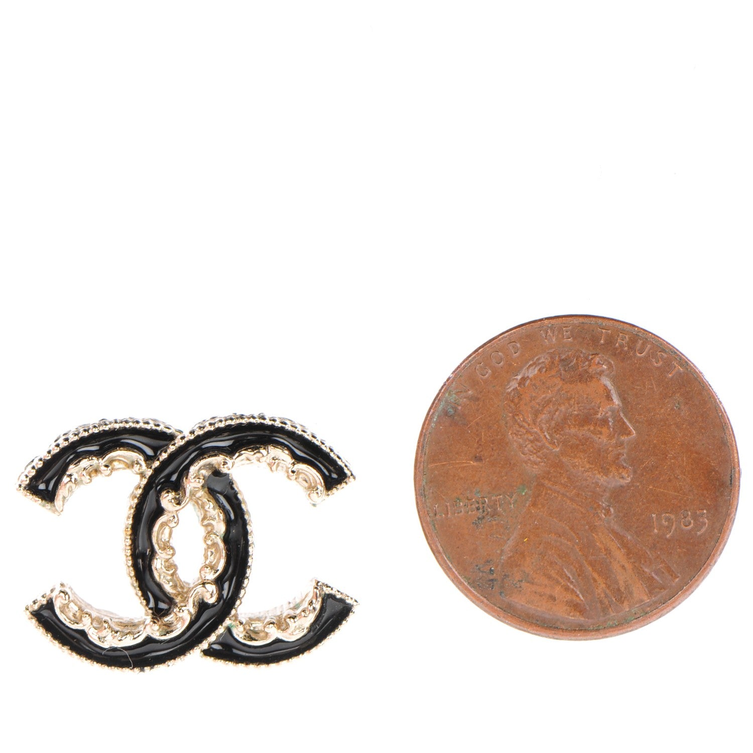 Chanel Enamel CC Baroque Earrings Black Gold 2 of 5