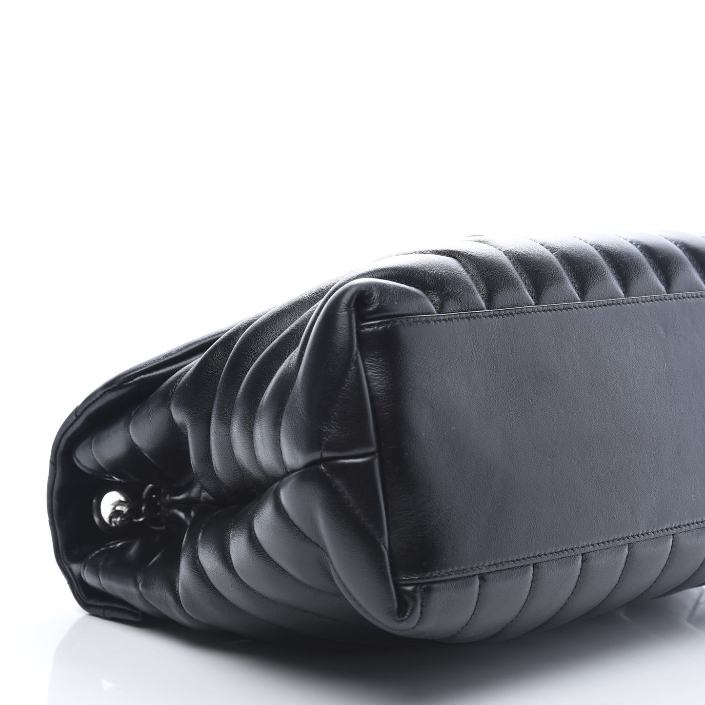 Calfskin Y Quilted Monogram Medium Loulou Chain Satchel Black