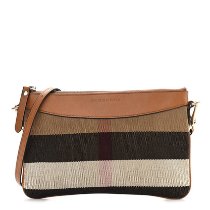 Burberry Mega Check Peyton Crossbody Clutch Bag Saddle Brown 1 of 12