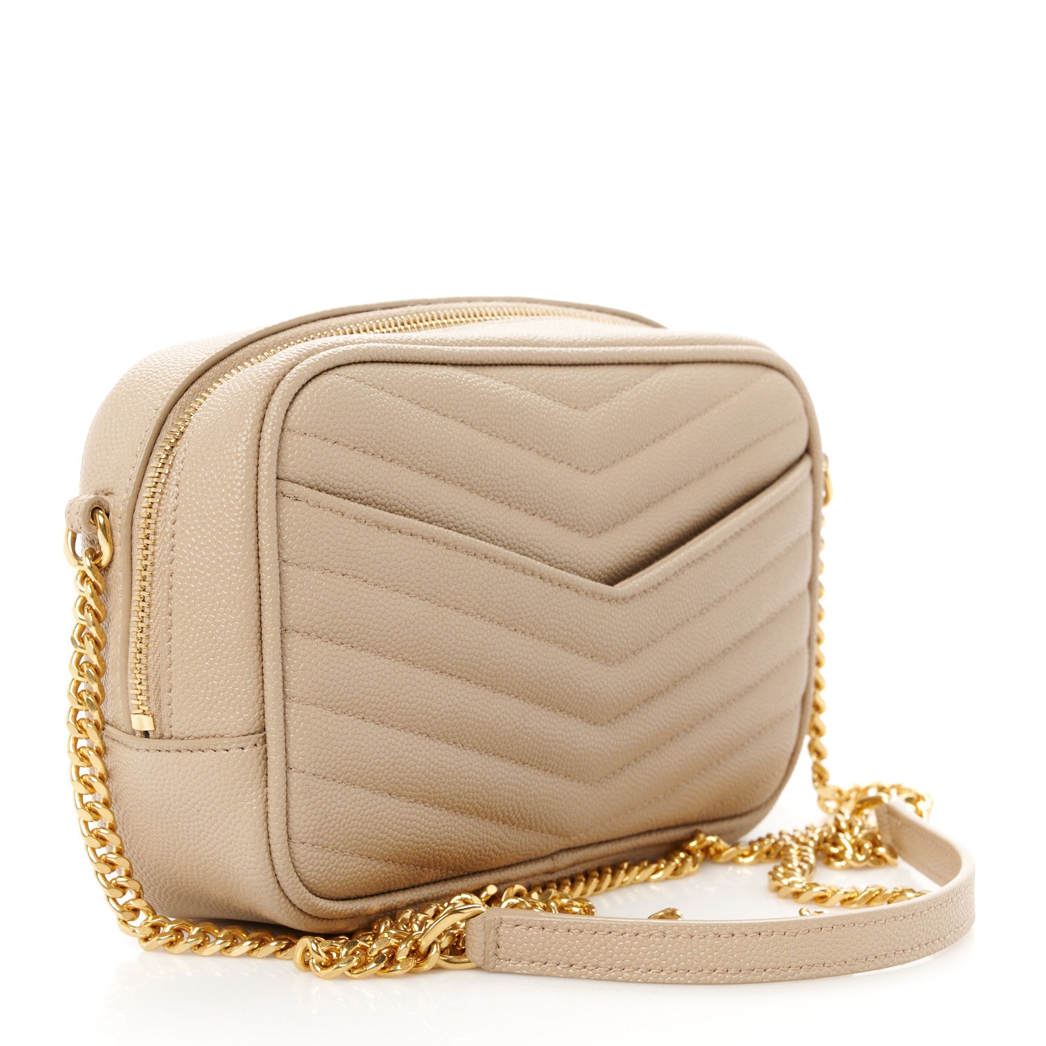 Saint Laurent Grain De Poudre Matelasse Monogram Mini Lou Camera Bag Dark Beige 3 of 10