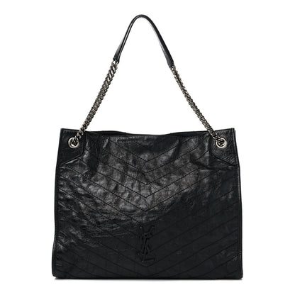 Saint Laurent Crinkled Calfskin Matelasse Monogram Niki Shoulder Bag Black 1 of 14