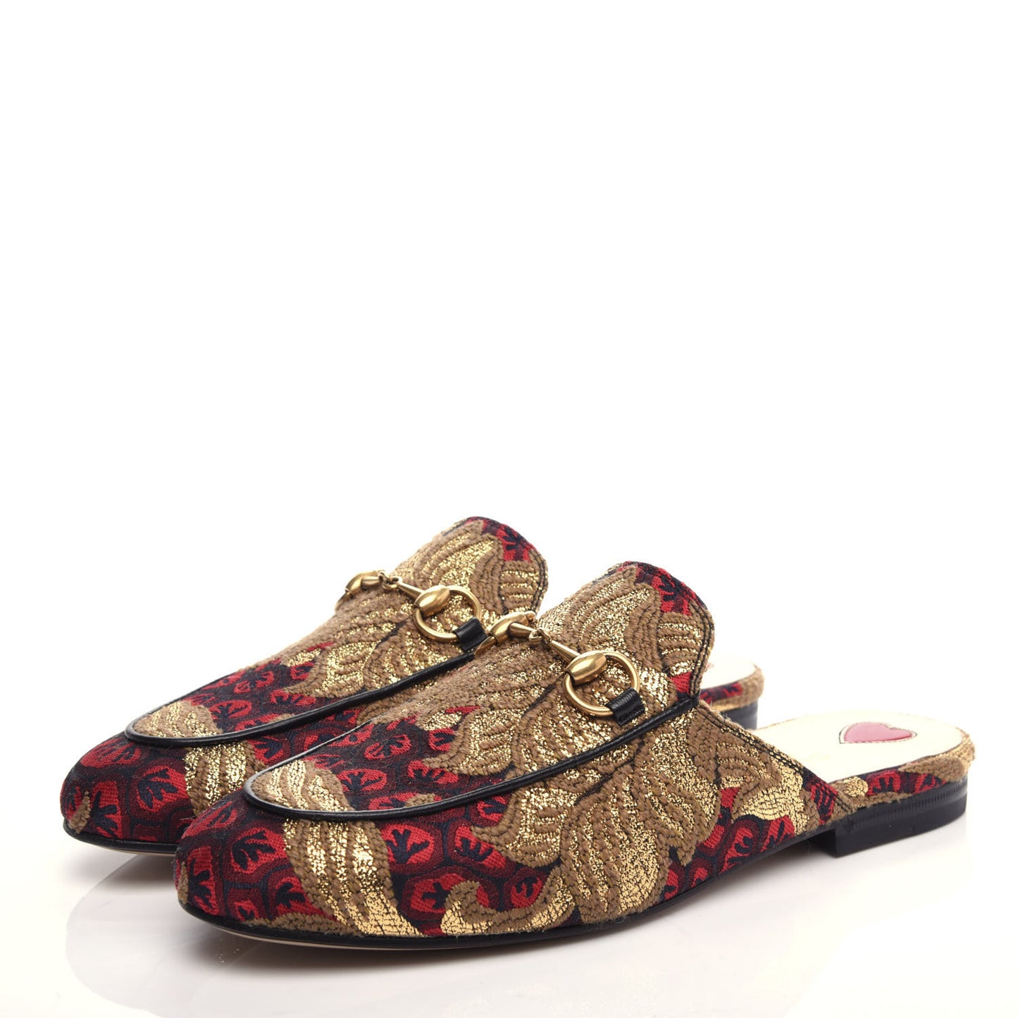 Jacquard Floral Womens Princetown Slippers 35.5 Black Camel