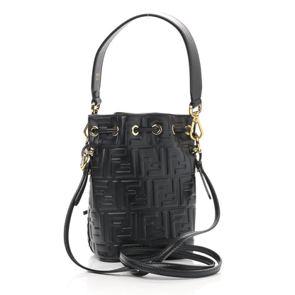 Fendi Vitello Liberty F is Fendi FF 1974 Embossed Mini Mon Tresor Bucket Bag Black 3 of 10