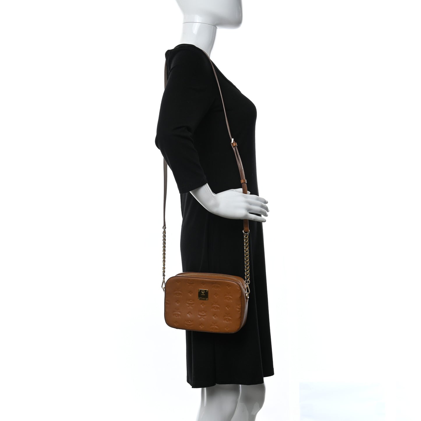 Calfskin Ottomar Monogram Klara Crossbody Bag Cognac