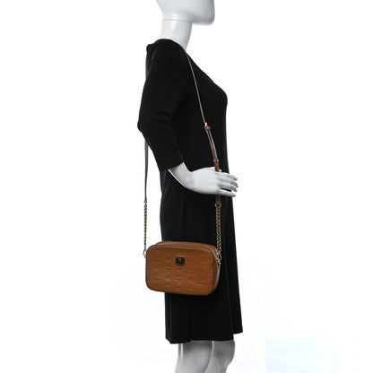 MCM Calfskin Ottomar Monogram Klara Crossbody Bag Cognac 2 of 11