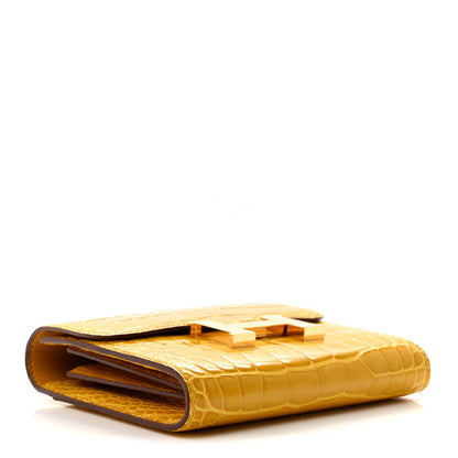 Hermes Shiny Alligator Constance Short Wallet Jaune Ambre 4 of 7