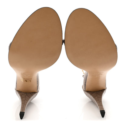 Fendi Calfskin Crocodile Embossed Filo 95mm Sandals 38 Taupe 6 of 8