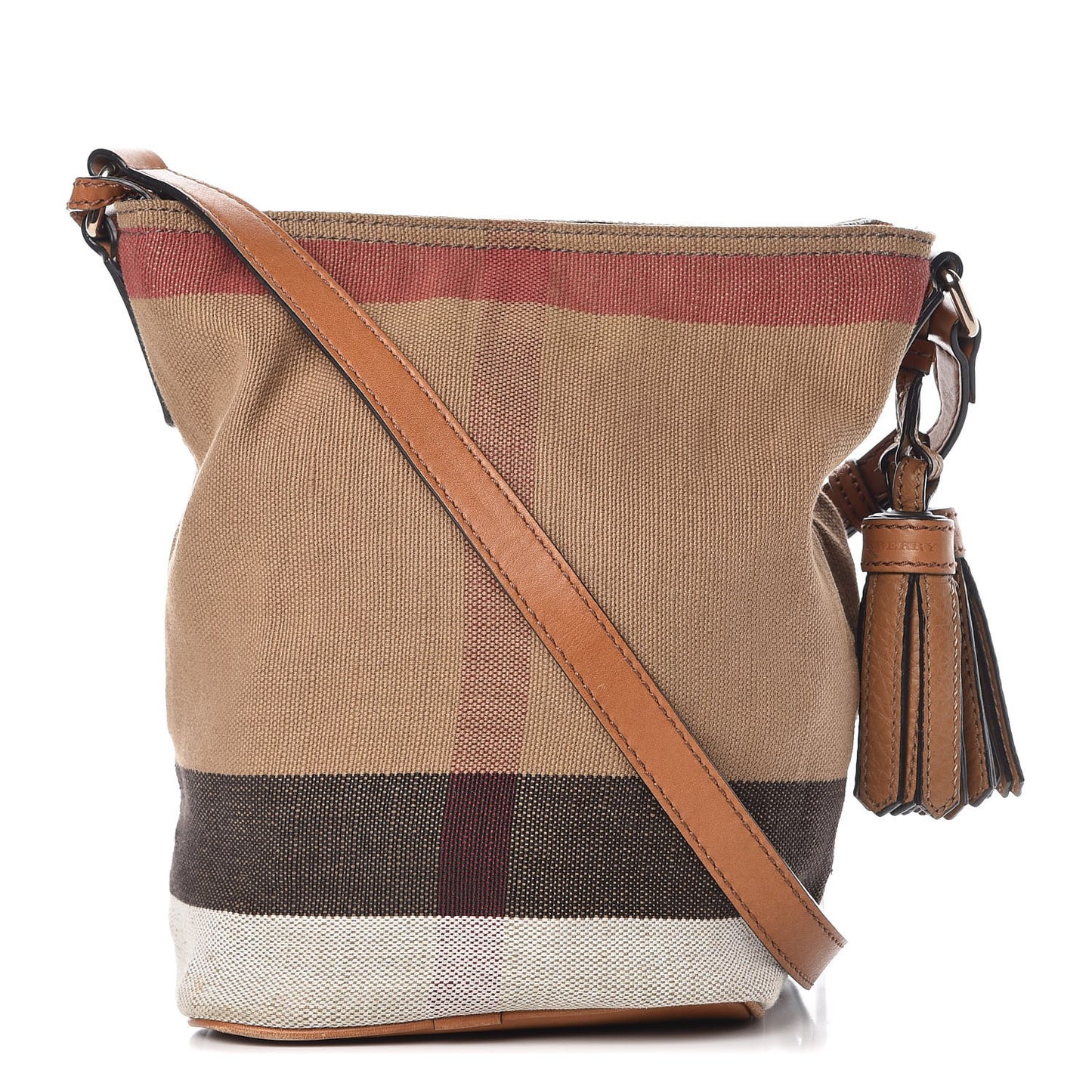 Canvas Mega Check Mini Ashby Tassel Crossbody Saddle Brown