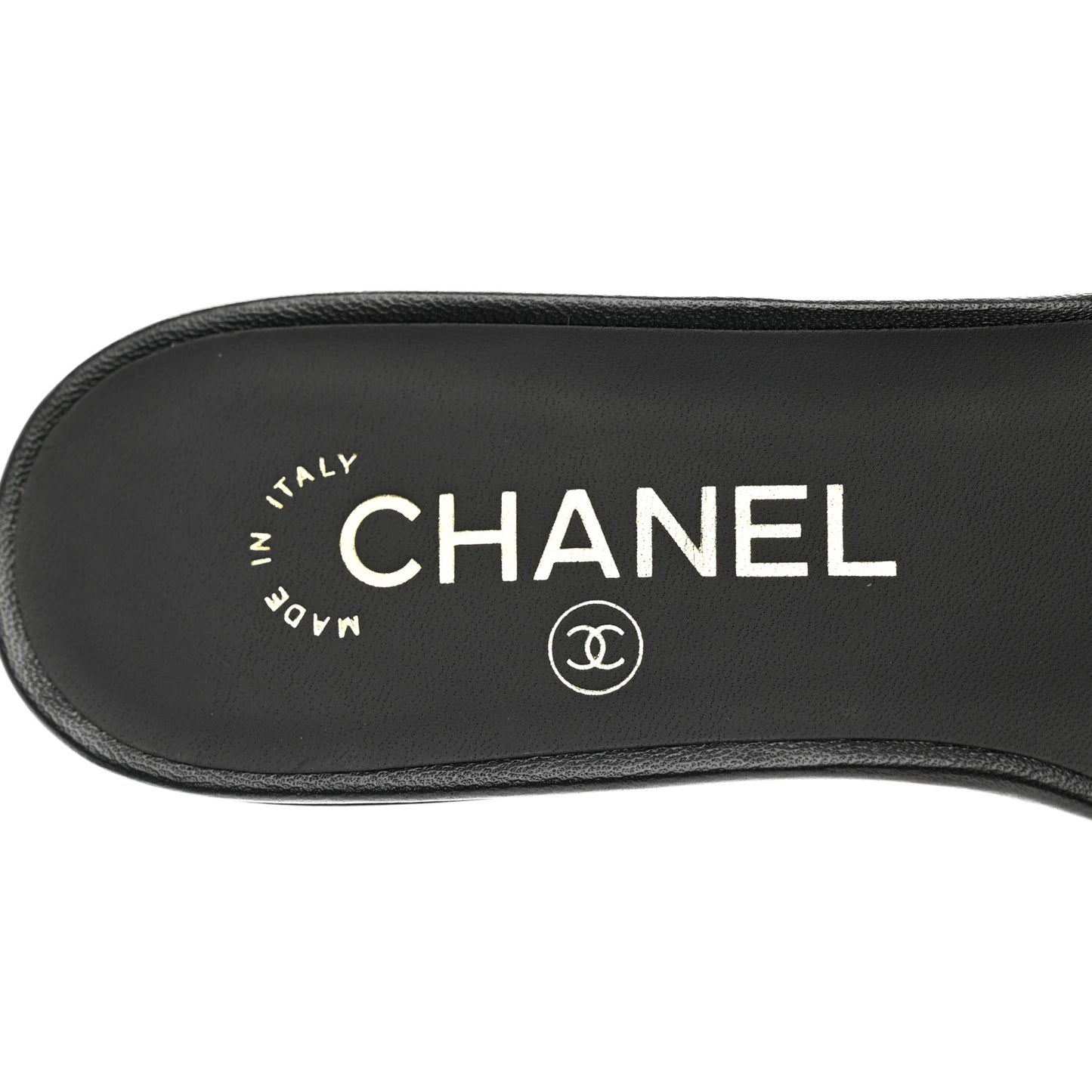 Lambskin Camellia CC Slides 36 Black