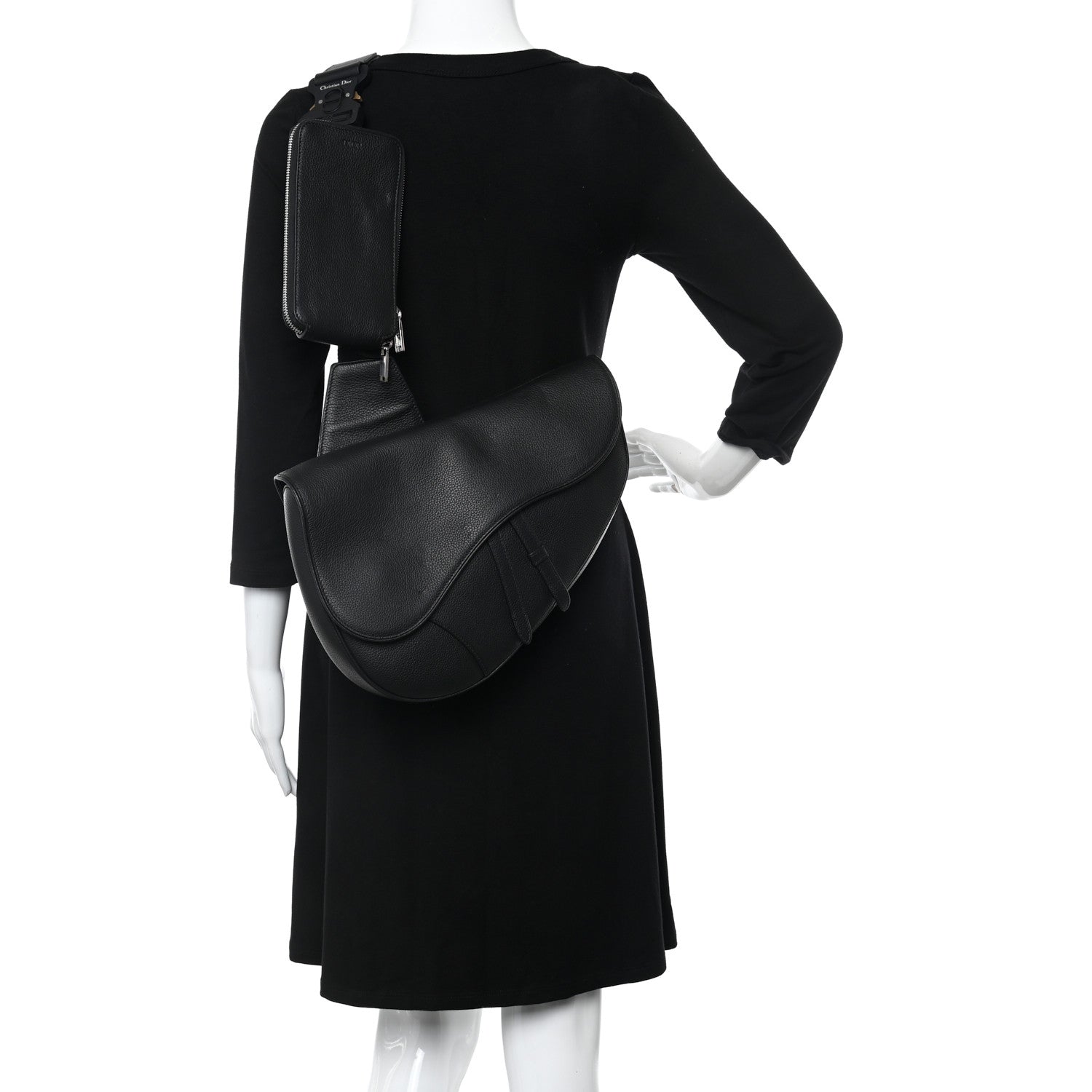 Christian Dior Grained Calfskin Mens Maxi Saddle Bag Back 2 of 15